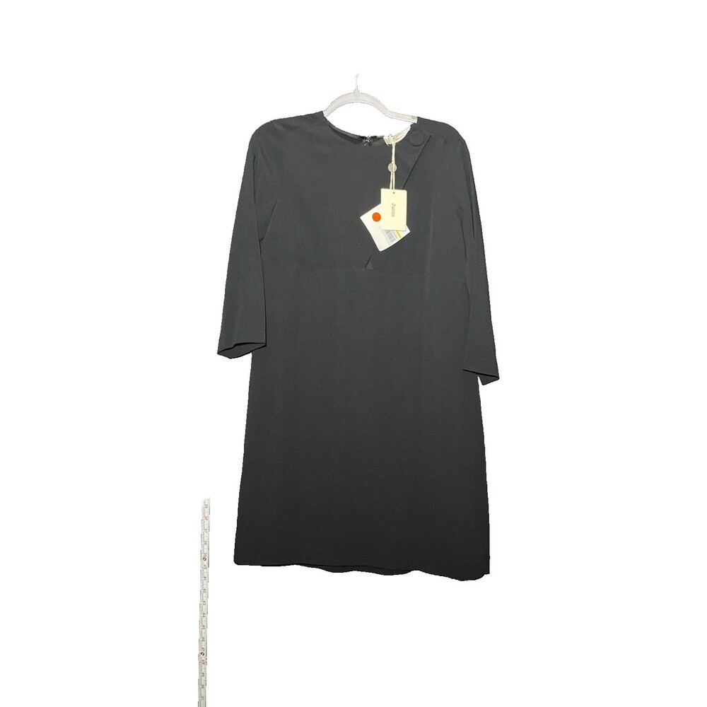 Jucca Women's Black Round Neck Short Sleeve Midi Dress Size L NWT